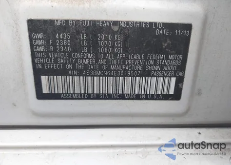 2014 Subaru Legacy 2.5I Limited из США, поврежденный, VIN 4S3BMCN64E3019507